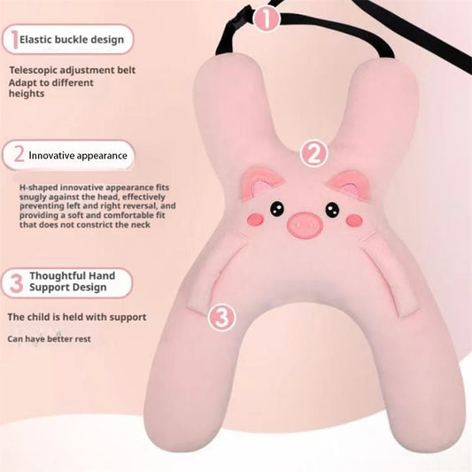 Kid Car Neck Pillow with Seat Belt Cute Cartoon Pillow Comfortable Breathable Car Mounted Child Sleeping Pillow Safety Sleep Aid