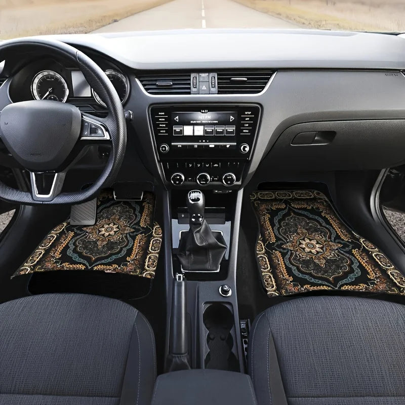 2/4pcs Car Anti Slip Mats,Car Carpets, Bohemian Style Printed Car Floor Mats, Suitable for The Front and Rear Seats of Most Cars