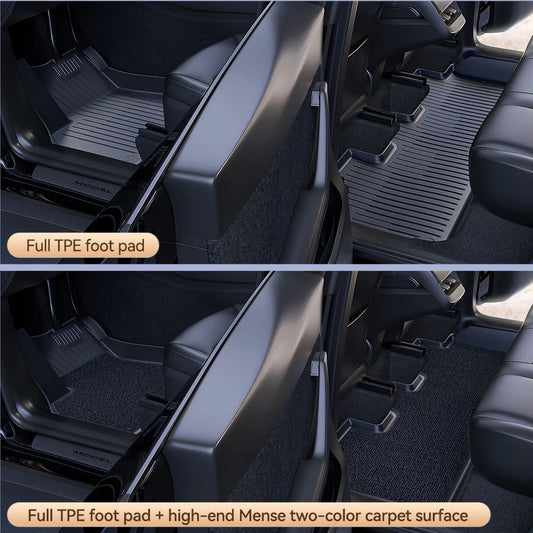 YZ TPE Car Floor Mats for Tesla Model 3 Y Highland Juniper 2019-2025 Luggage Mat Set Four Seasons Waterproof Anti-slip Trunk Mat