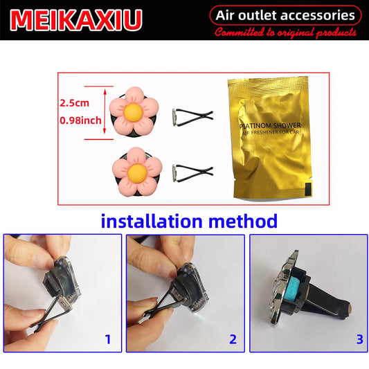 2 Pcs beautiful pink flower car air vent decoration for car interior accessories yellow, orange, blue, green, white women's