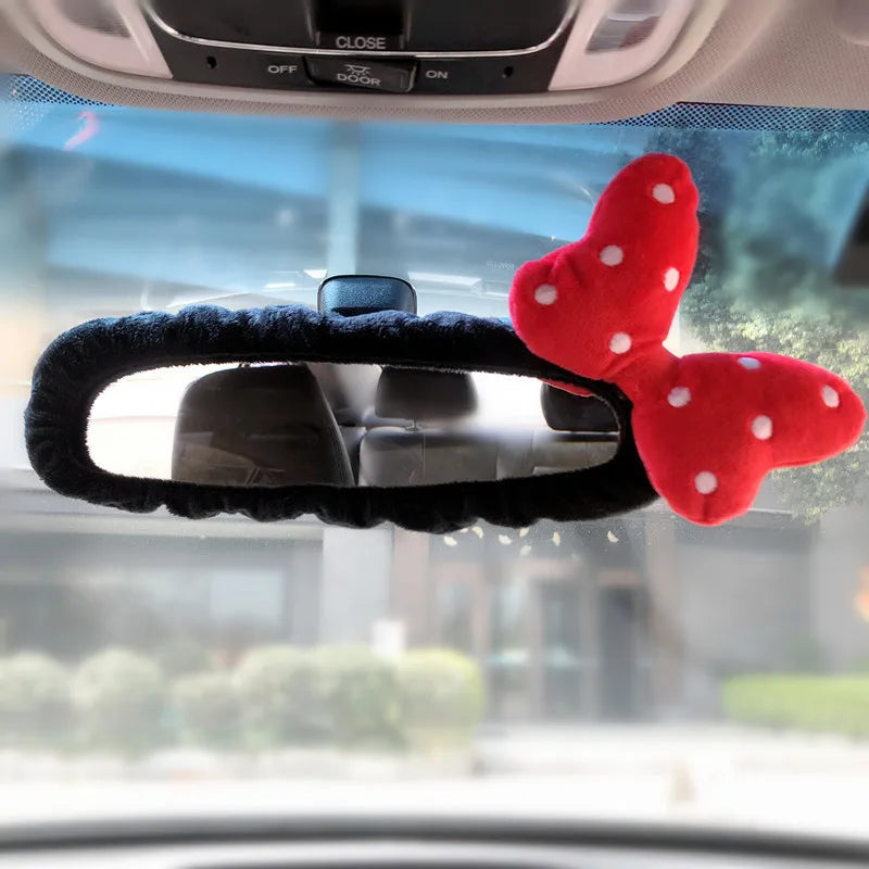Creative Car Cover Creative Auto Accessories Car Rearview Mirror Cover Women's Mirror Bear/Bow/Bowknot /Panda Elastic Decoration