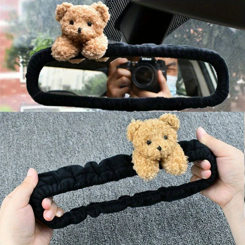Creative Car Cover Creative Auto Accessories Car Rearview Mirror Cover Women's Mirror Bear/Bow/Bowknot /Panda Elastic Decoration