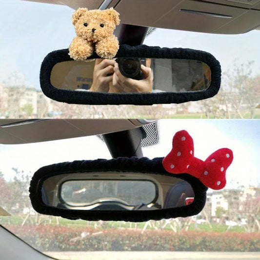 Creative Car Cover Creative Auto Accessories Car Rearview Mirror Cover Women's Mirror Bear/Bow/Bowknot /Panda Elastic Decoration