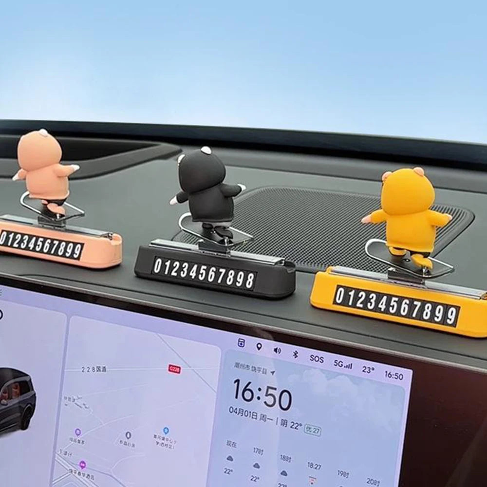 2025 New Dashboard Car Ornaments Skateboard Bear Sliding Bear Creative Car Cartoon Interior Decoration Interior Accessories