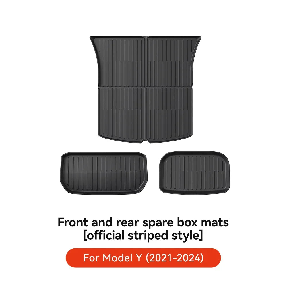 YZ TPE Car Floor Mats for Tesla Model 3 Y Highland Juniper 2019-2025 Luggage Mat Set Four Seasons Waterproof Anti-slip Trunk Mat