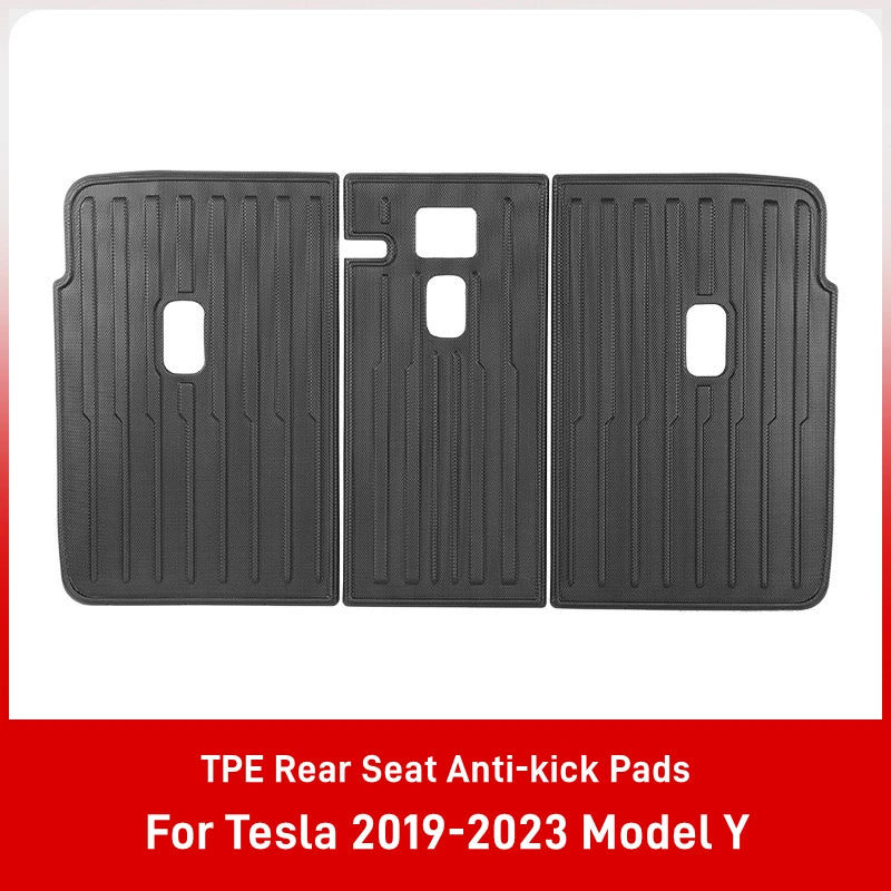 For Tesla Model Y / 3 2019-2023 Full Coverage Rear Trunk Mats TPE Rear Seat Backrest Protective Pad Cargo Liner Anti-Kick Pad