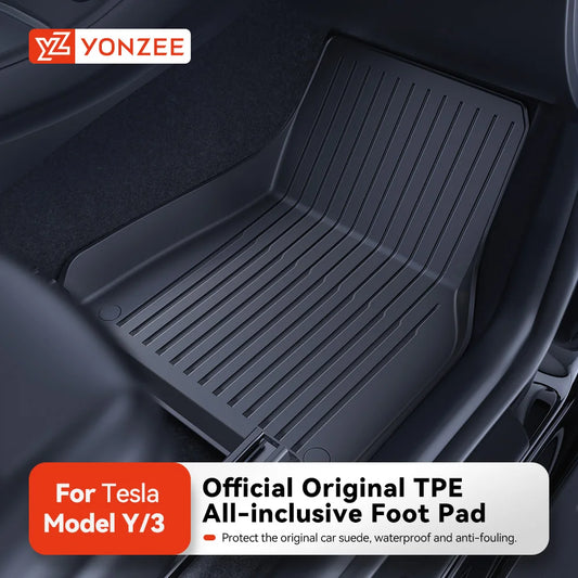 YZ TPE Car Floor Mats for Tesla Model 3 Y Highland Juniper 2019-2025 Luggage Mat Set Four Seasons Waterproof Anti-slip Trunk Mat