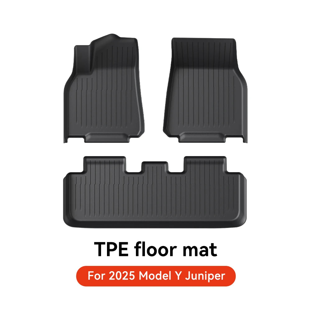 YZ TPE Car Floor Mats for Tesla Model 3 Y Highland Juniper 2019-2025 Luggage Mat Set Four Seasons Waterproof Anti-slip Trunk Mat