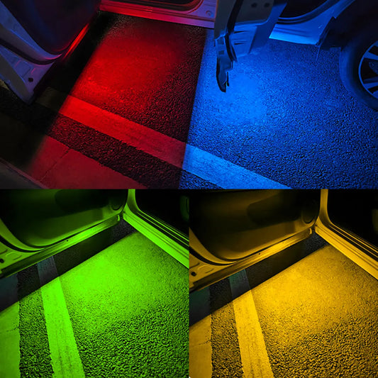2Pcs Car LED Door Lights RGB Led Wireless Door Warning Lights USB Welcome Door Sill Projector Magnetic Auto Ambient Lamp Puddle