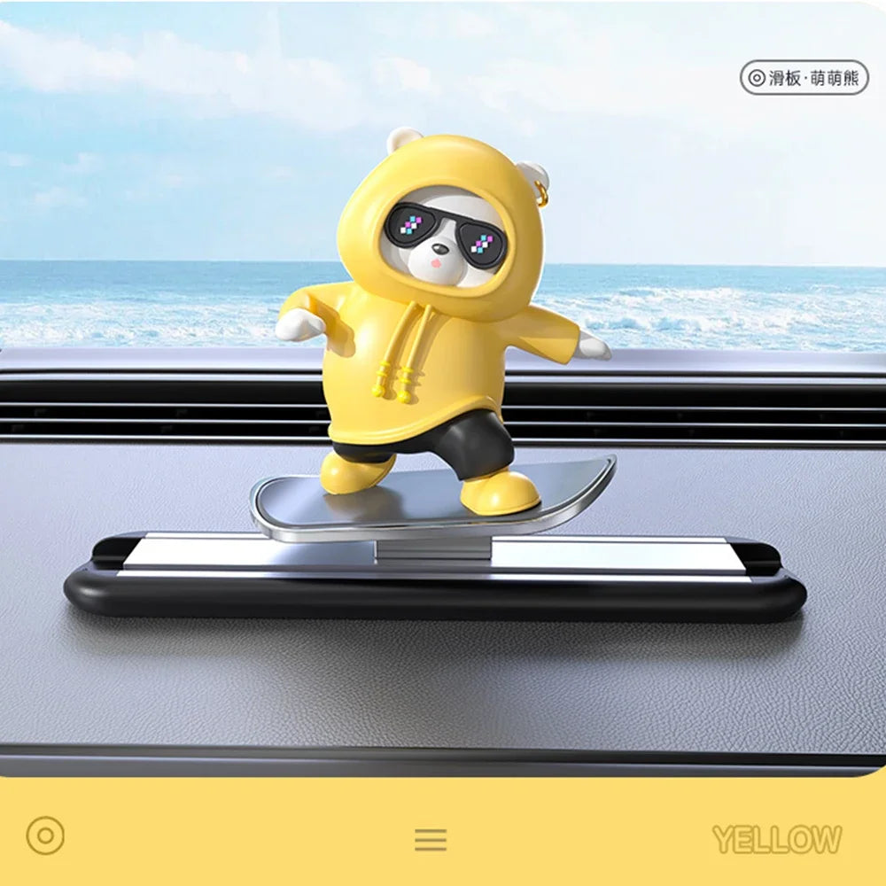 2025 New Dashboard Car Ornaments Skateboard Bear Sliding Bear Creative Car Cartoon Interior Decoration Interior Accessories