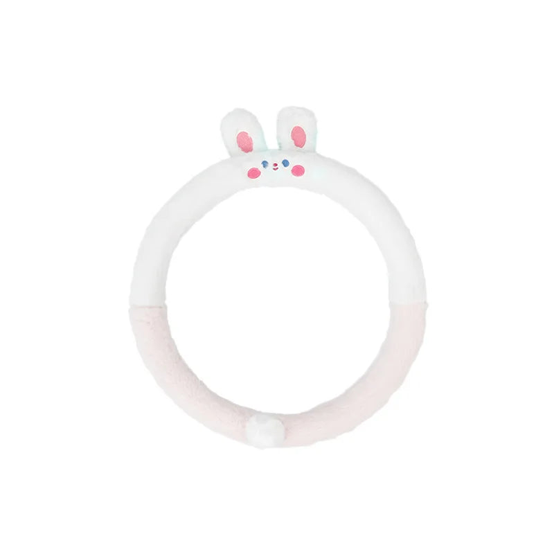 Autumn and Winter Steering Wheel Cover Plush Cartoon Warm Anti-freeze Anti-slip Car with Set of Cute Car Accessories Rabbit Ears