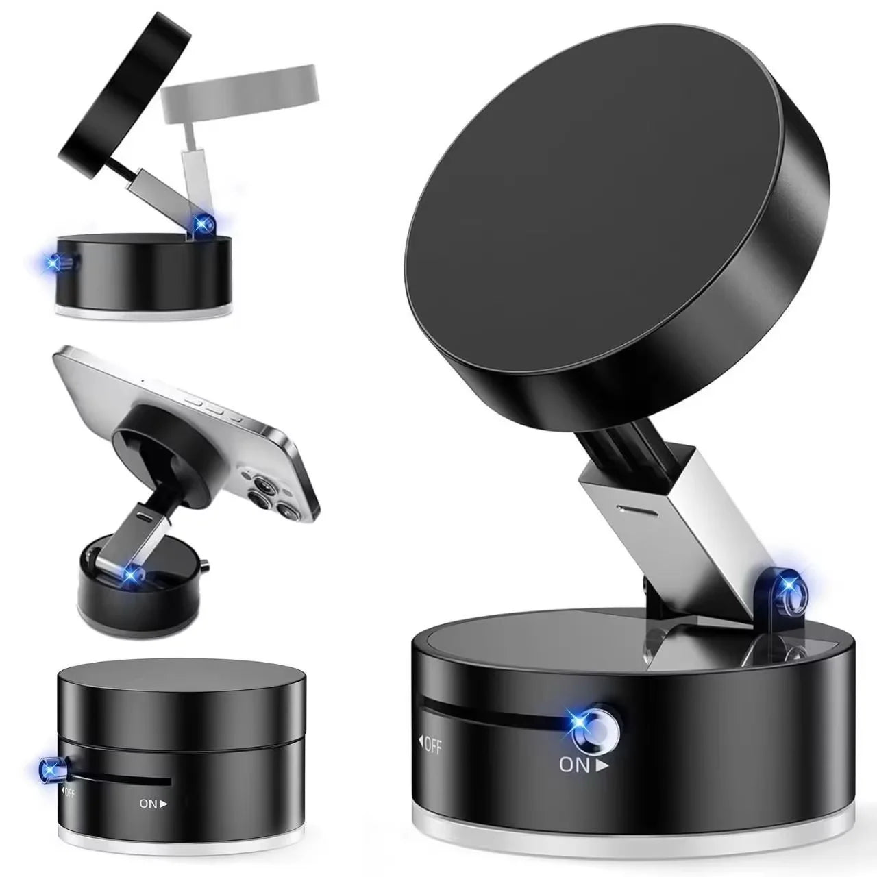 360° Rotation Vacuum Double Sided Magnetic Suction Cup Car Phone Holder Car Dashboard Mobile Cell Support Foldable Phone Bracket