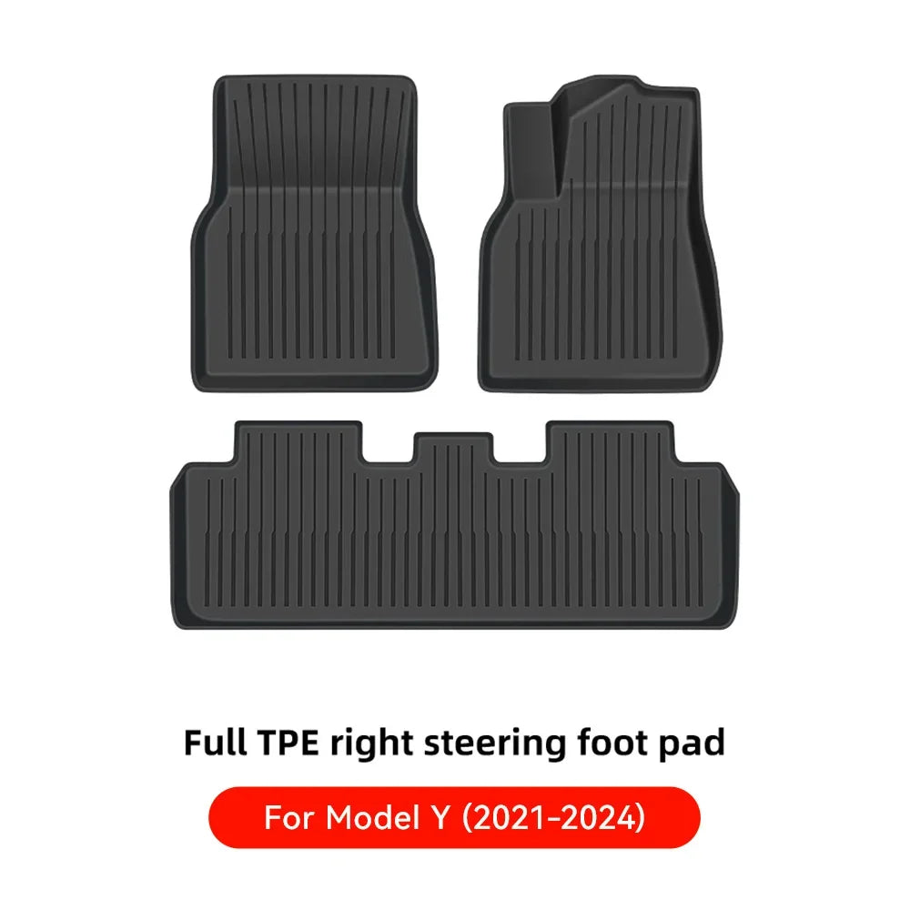 YZ TPE Car Floor Mats for Tesla Model 3 Y Highland Juniper 2019-2025 Luggage Mat Set Four Seasons Waterproof Anti-slip Trunk Mat