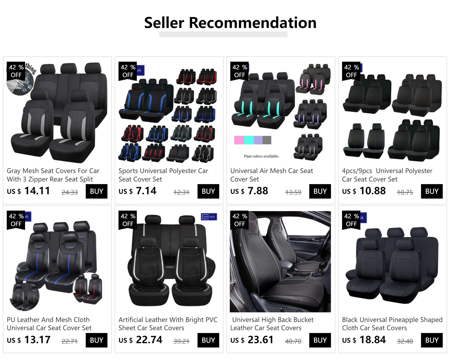 AUTO PLUS Sports Universal Polyester Car Seat Cover Set Fit Most Car Plain Fabric Bicolor Stylish Car Accessories Seat Protector