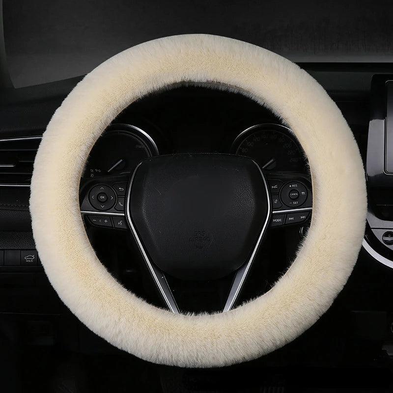 Heated & Ultra Soft Fluffy Steering Wheel Cover For Winter Warm 3pcs/Set, for Women's Car Interior Accessories，Universal 15 inch