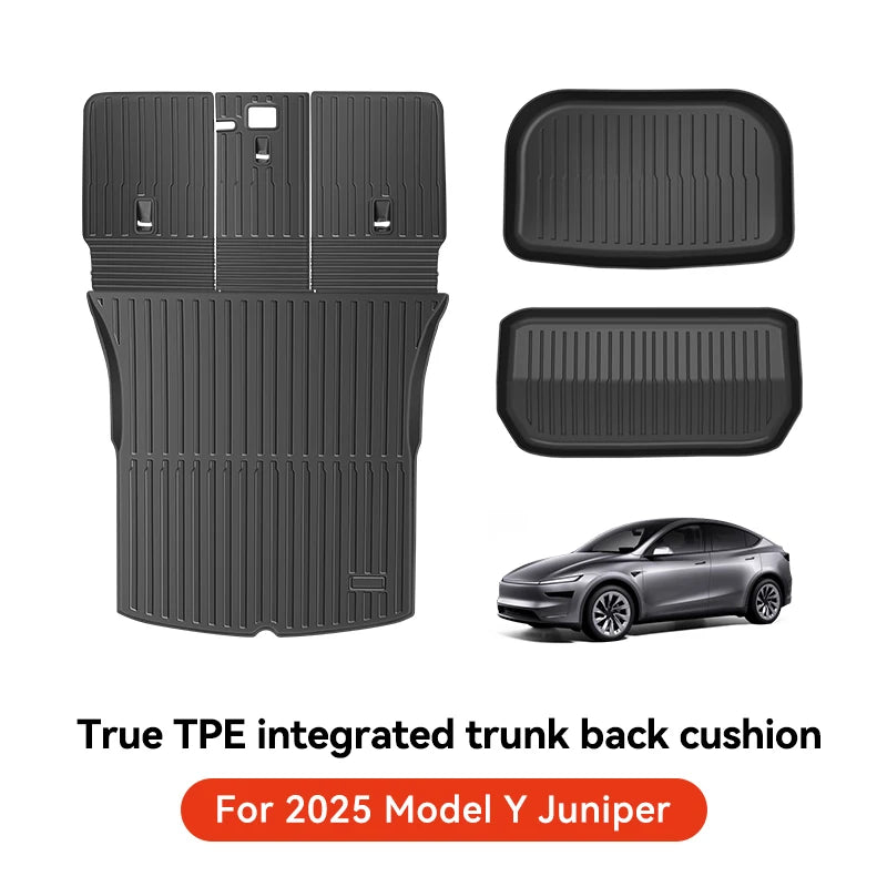 YZ TPE Car Floor Mats for Tesla Model 3 Y Highland Juniper 2019-2025 Luggage Mat Set Four Seasons Waterproof Anti-slip Trunk Mat