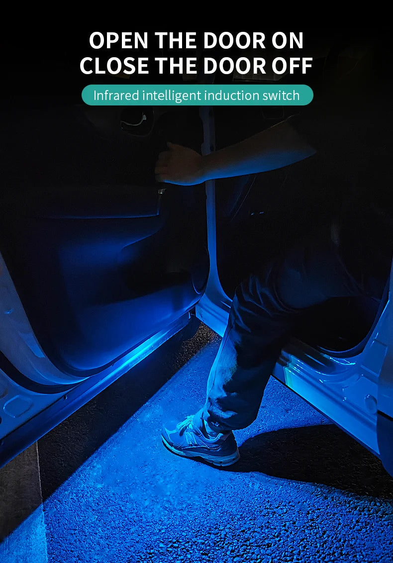 2Pcs Car LED Door Lights RGB Led Wireless Door Warning Lights USB Welcome Door Sill Projector Magnetic Auto Ambient Lamp Puddle