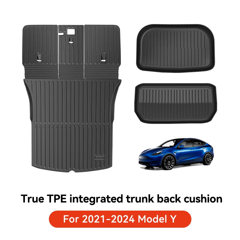 YZ TPE Car Floor Mats for Tesla Model 3 Y Highland Juniper 2019-2025 Luggage Mat Set Four Seasons Waterproof Anti-slip Trunk Mat
