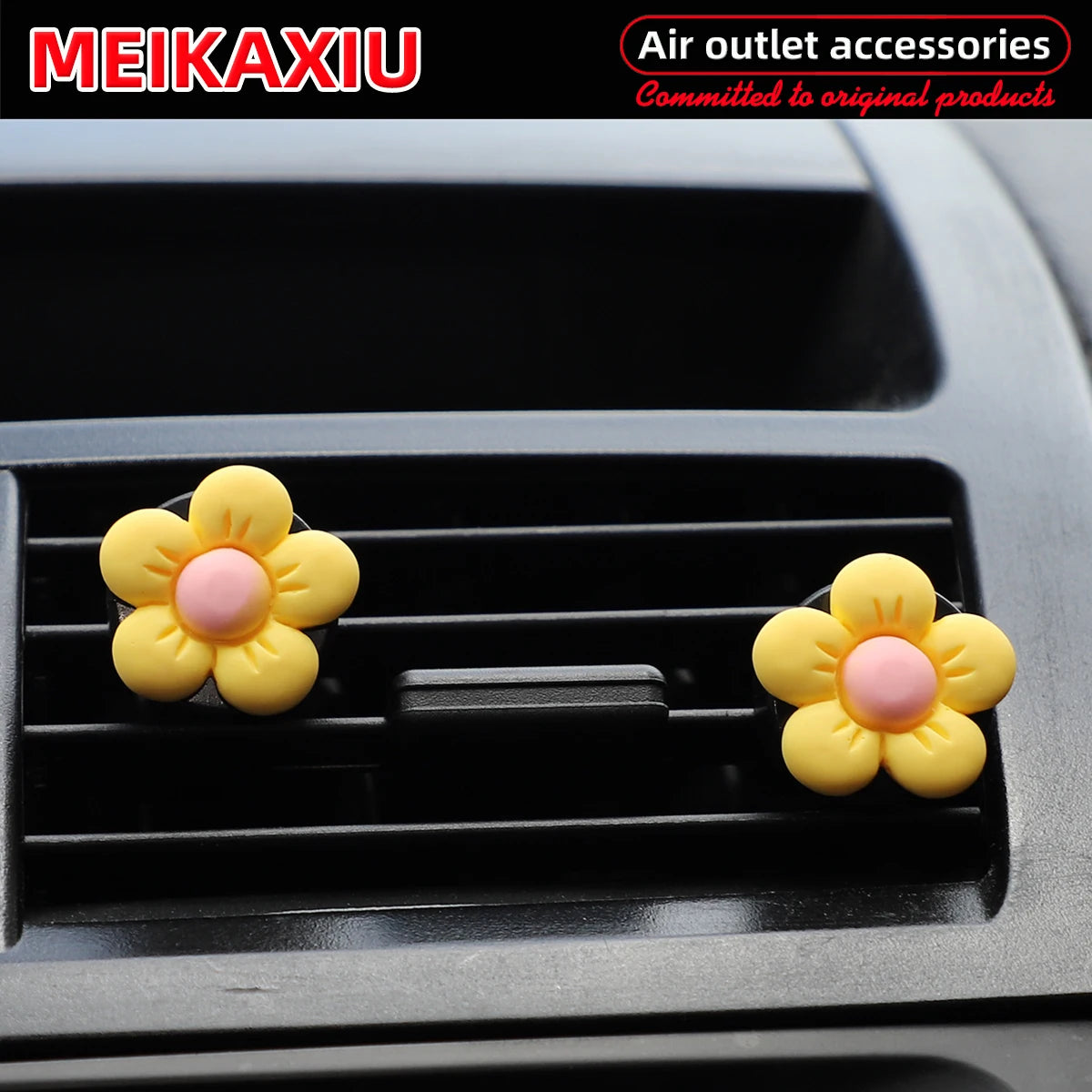 2 Pcs beautiful pink flower car air vent decoration for car interior accessories yellow, orange, blue, green, white women's