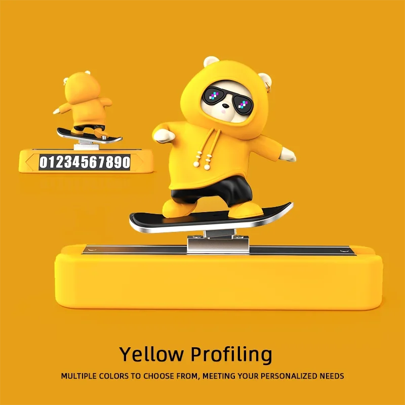 2025 New Dashboard Car Ornaments Skateboard Bear Sliding Bear Creative Car Cartoon Interior Decoration Interior Accessories