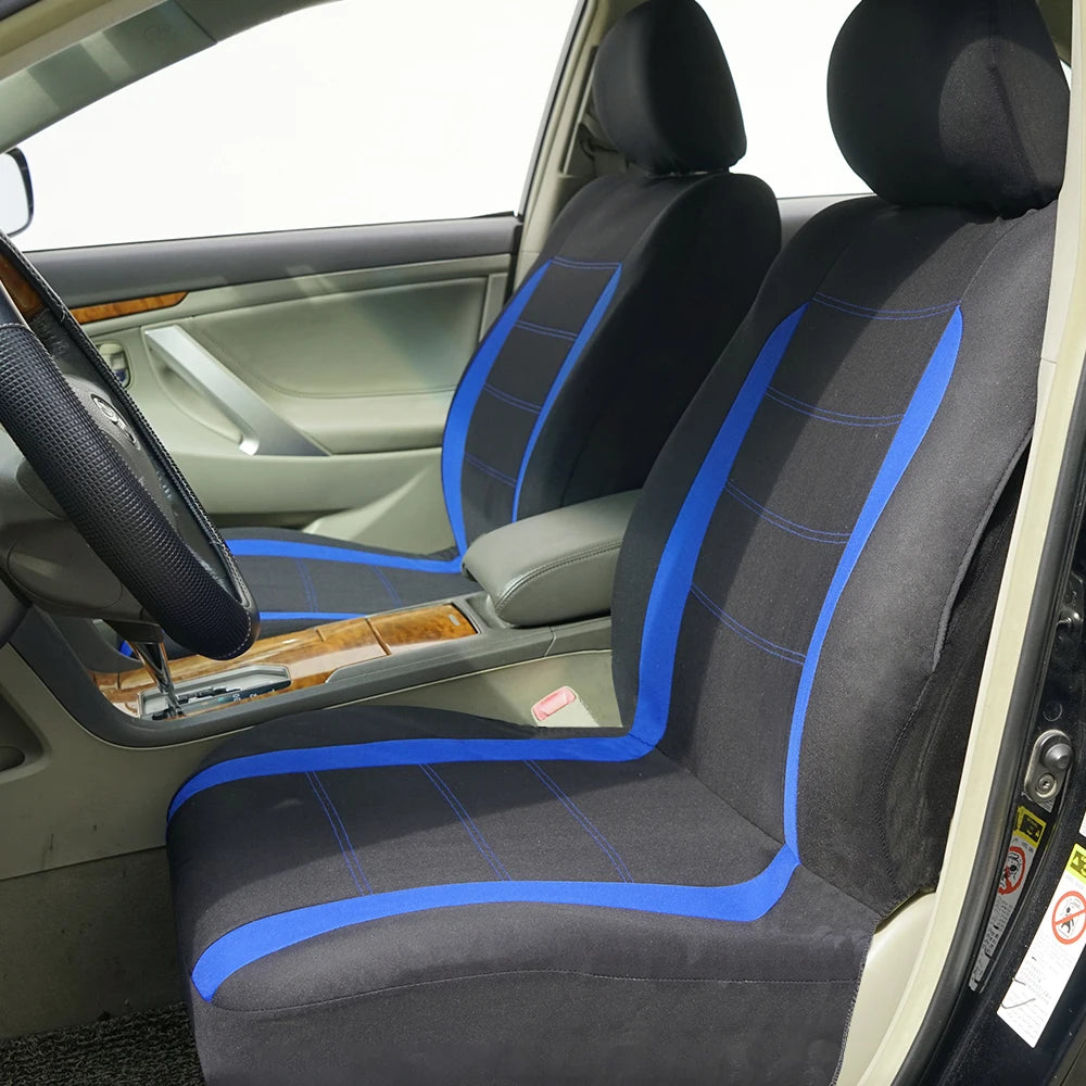 AUTO PLUS Sports Universal Polyester Car Seat Cover Set Fit Most Car Plain Fabric Bicolor Stylish Car Accessories Seat Protector