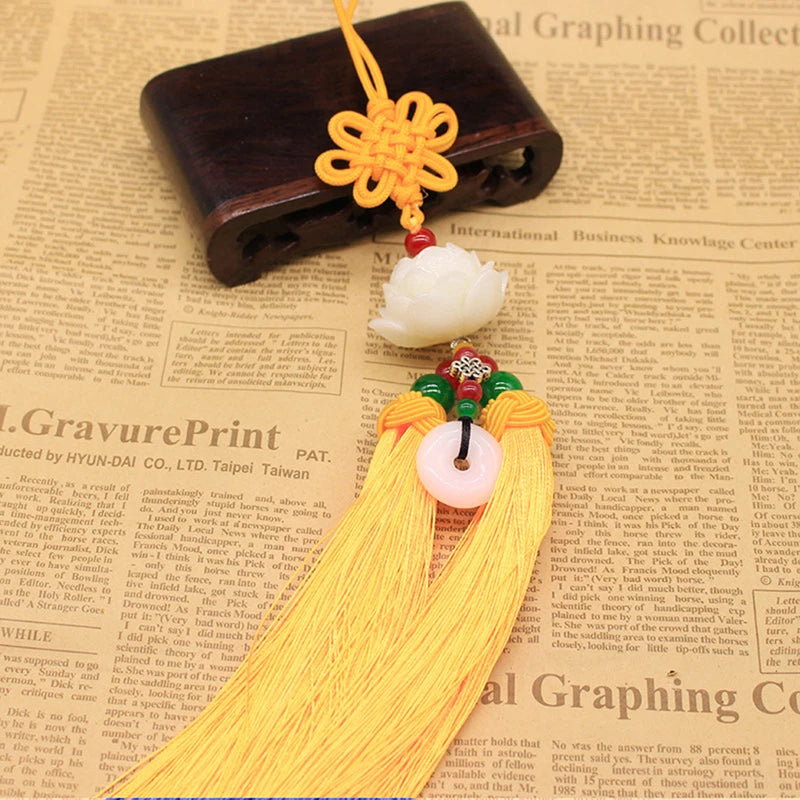 Car Good Luck Lotus Pendant Fashion Car Interior Decora Ornaments Rearview Mirror Pendant Ping An Buckle Chinese Knot Decoration