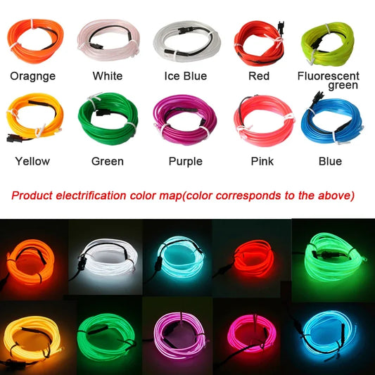5m Car Interior Accessories Atmosphere Lamp EL Cold Light Line DIY Decorative Dashboard Console Auto LED Ambient Lights