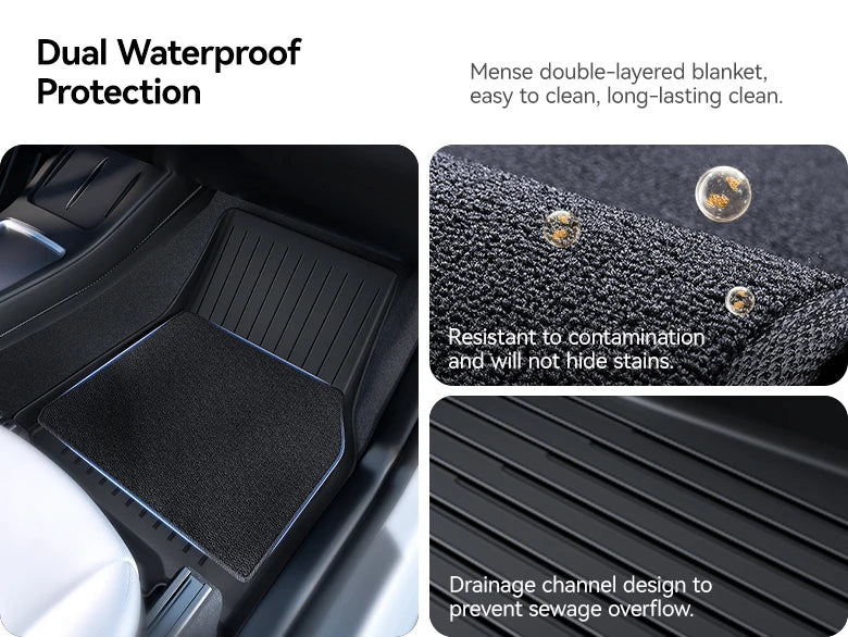YZ TPE Car Floor Mats for Tesla Model 3 Y Highland Juniper 2019-2025 Luggage Mat Set Four Seasons Waterproof Anti-slip Trunk Mat