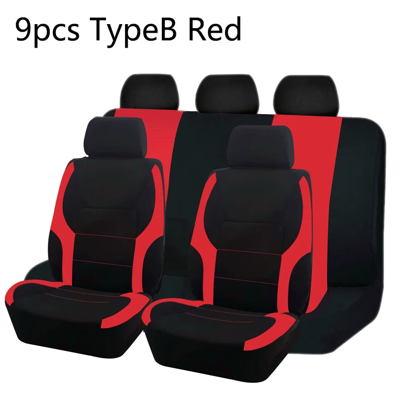 AUTO PLUS Sports Universal Polyester Car Seat Cover Set Fit Most Car Plain Fabric Bicolor Stylish Car Accessories Seat Protector