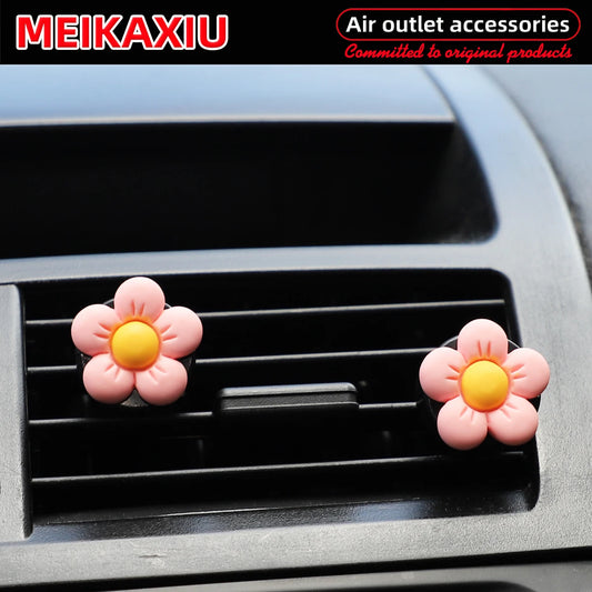2 Pcs beautiful pink flower car air vent decoration for car interior accessories yellow, orange, blue, green, white women's