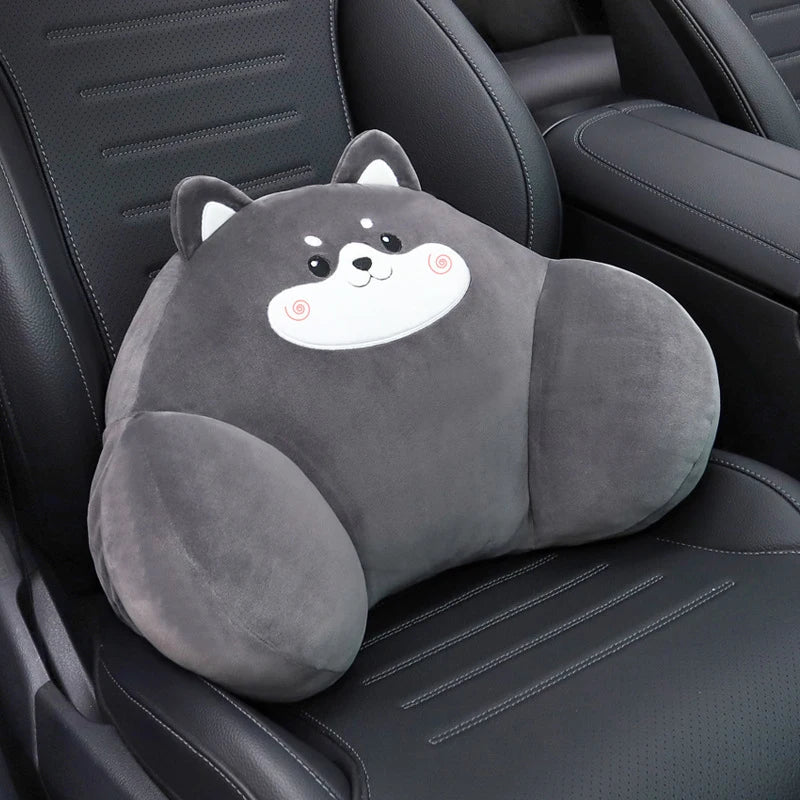 1Set Cute Cartoon Plush Car Headrest Neck Pillow Waist Back Cushion Auto Interior Decoration DIY Accessories
