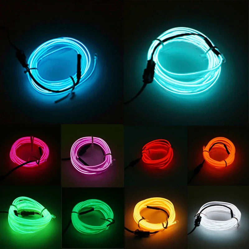 5m Car Interior Accessories Atmosphere Lamp EL Cold Light Line DIY Decorative Dashboard Console Auto LED Ambient Lights
