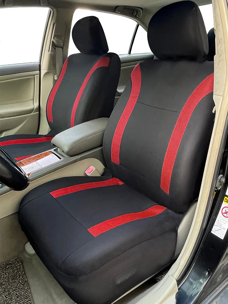 AUTO PLUS Sports Universal Polyester Car Seat Cover Set Fit Most Car Plain Fabric Bicolor Stylish Car Accessories Seat Protector