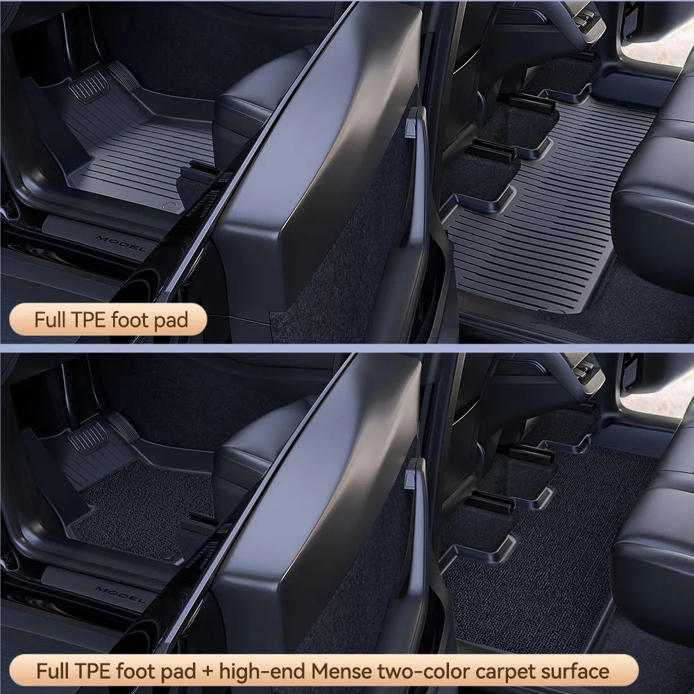YZ TPE Car Floor Mats for Tesla Model 3 Y Highland Juniper 2019-2025 Luggage Mat Set Four Seasons Waterproof Anti-slip Trunk Mat