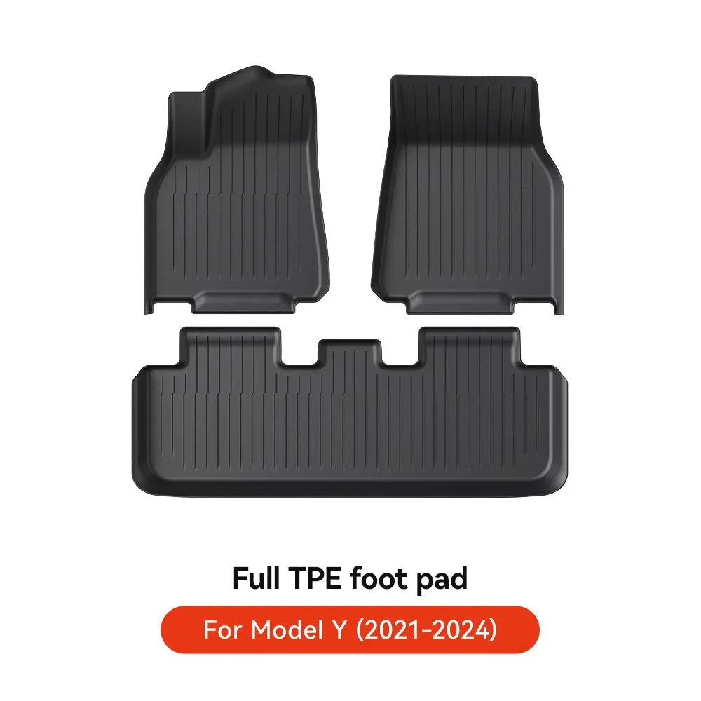 YZ TPE Car Floor Mats for Tesla Model 3 Y Highland Juniper 2019-2025 Luggage Mat Set Four Seasons Waterproof Anti-slip Trunk Mat