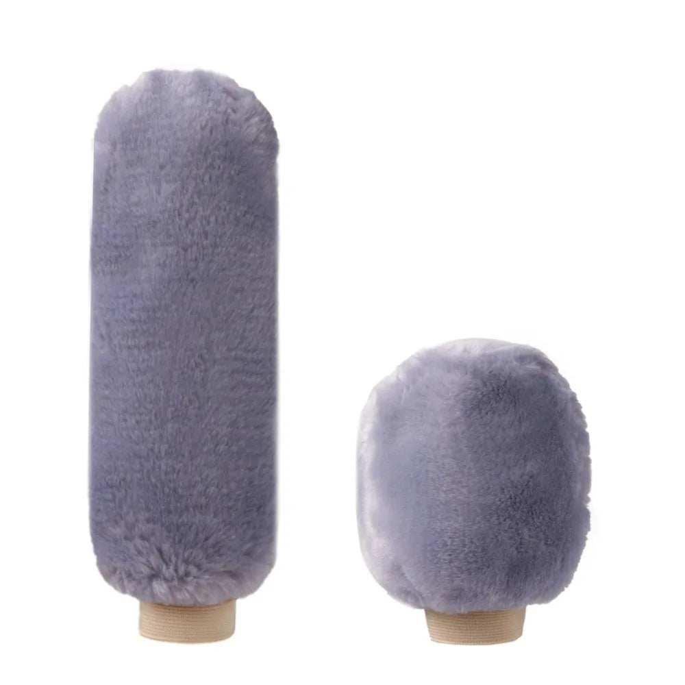 2 Pieces Of Car Plush Handbrake Cover Shift Knob Cover Autumn And Winter Car Plush Handbrake Cover Soft And Warm Handbrake Cover