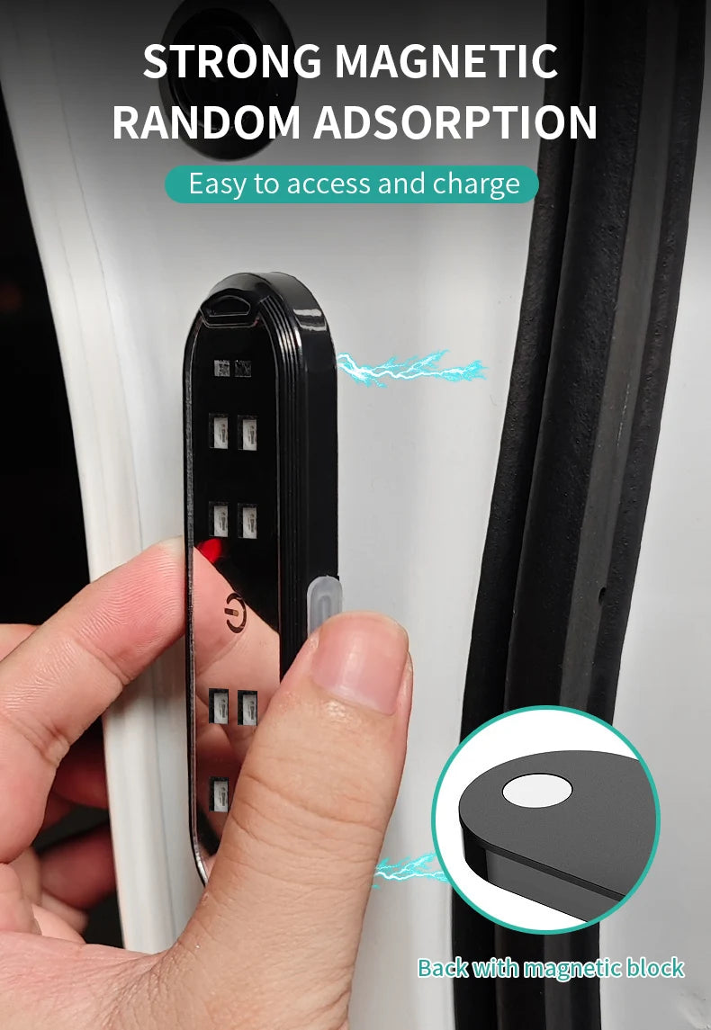 2Pcs Car LED Door Lights RGB Led Wireless Door Warning Lights USB Welcome Door Sill Projector Magnetic Auto Ambient Lamp Puddle