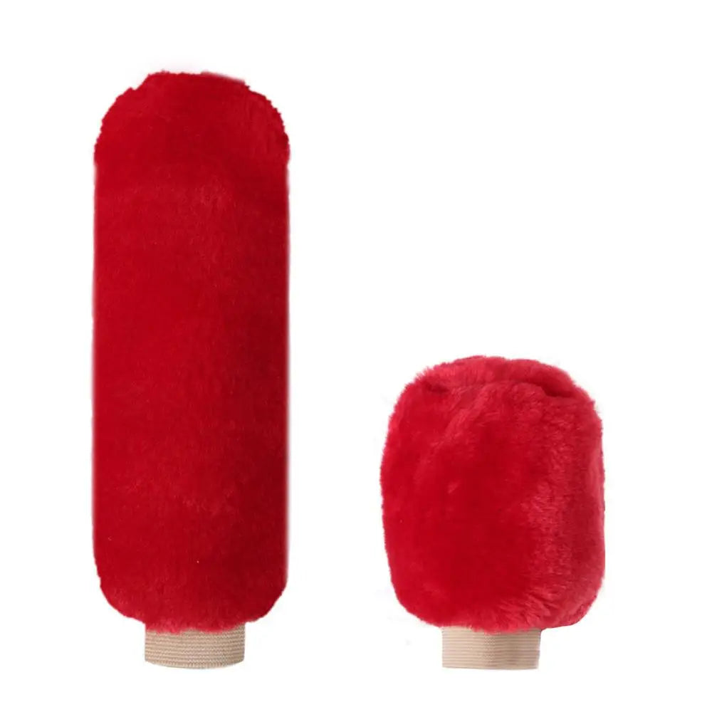 2 Pieces Of Car Plush Handbrake Cover Shift Knob Cover Autumn And Winter Car Plush Handbrake Cover Soft And Warm Handbrake Cover