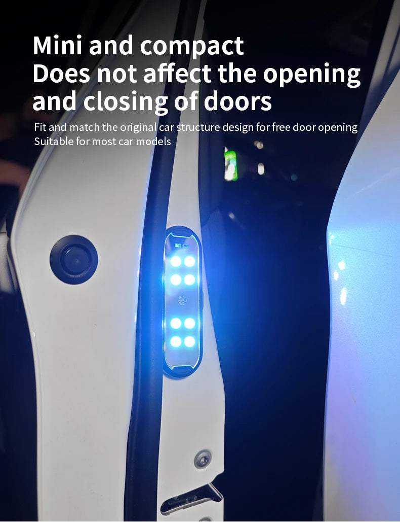 2Pcs Car LED Door Lights RGB Led Wireless Door Warning Lights USB Welcome Door Sill Projector Magnetic Auto Ambient Lamp Puddle