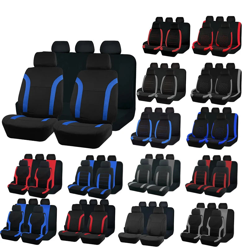 AUTO PLUS Sports Universal Polyester Car Seat Cover Set Fit Most Car Plain Fabric Bicolor Stylish Car Accessories Seat Protector