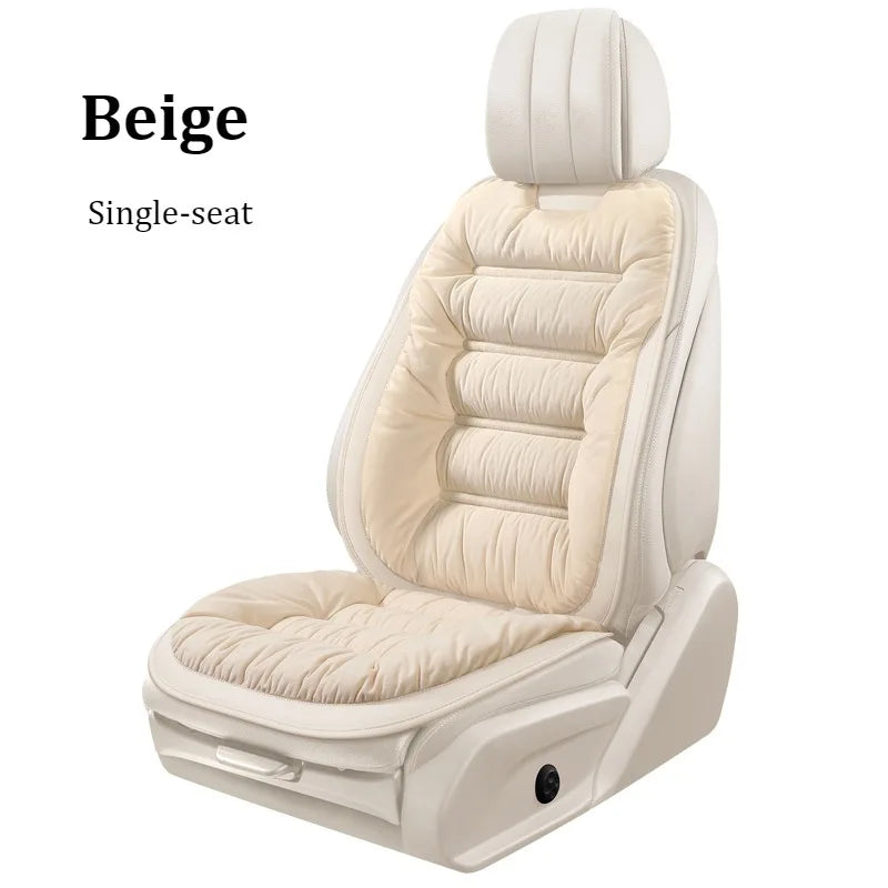 1pc Elegant Down Feather Car Seat Cushion Plush PU Leather Thick Warm Cozy Comfortable for Autumn Winter