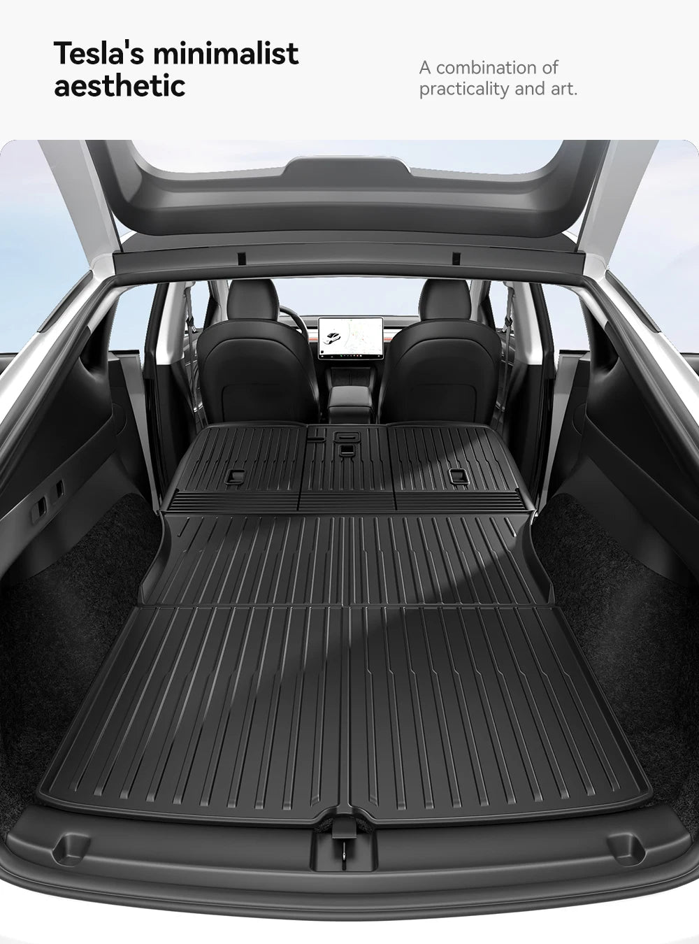 YZ TPE Car Floor Mats for Tesla Model 3 Y Highland Juniper 2019-2025 Luggage Mat Set Four Seasons Waterproof Anti-slip Trunk Mat