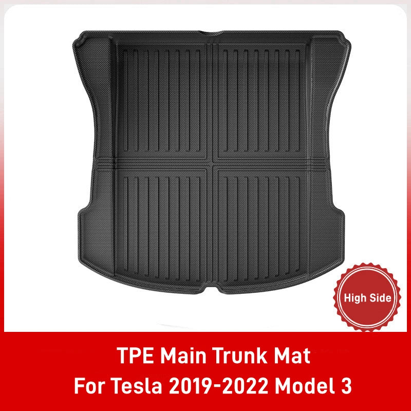 For Tesla Model Y / 3 2019-2023 Full Coverage Rear Trunk Mats TPE Rear Seat Backrest Protective Pad Cargo Liner Anti-Kick Pad