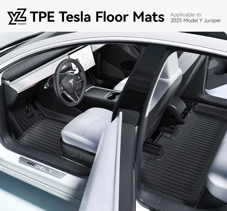 YZ TPE Car Floor Mats for Tesla Model 3 Y Highland Juniper 2019-2025 Luggage Mat Set Four Seasons Waterproof Anti-slip Trunk Mat
