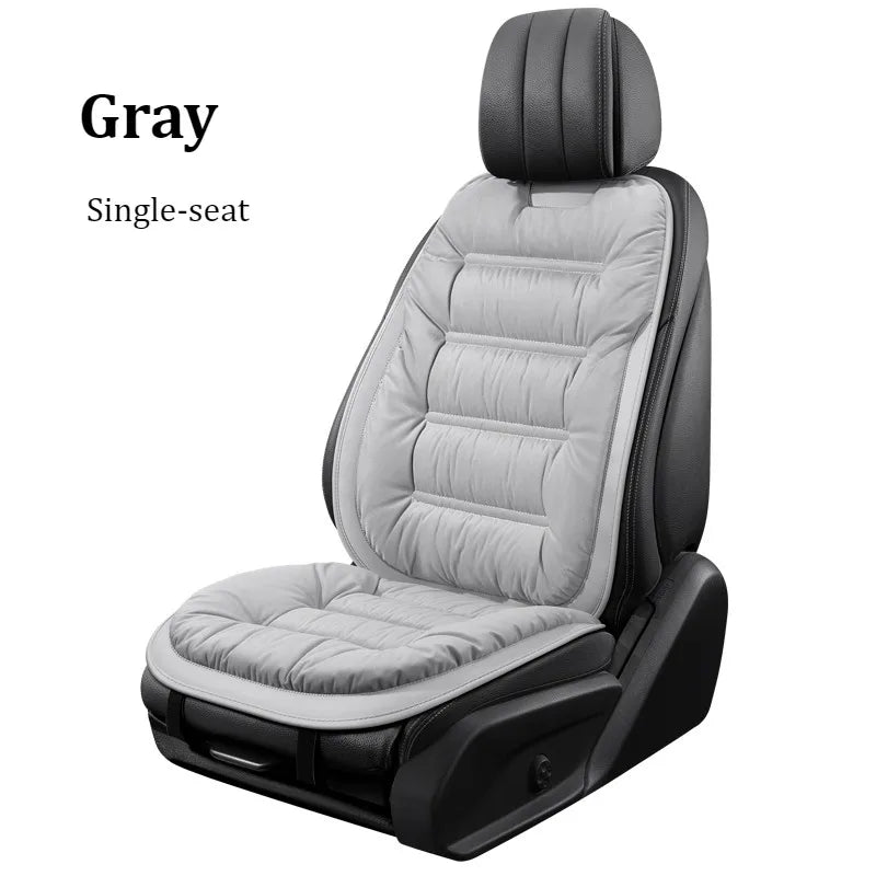 1pc Elegant Down Feather Car Seat Cushion Plush PU Leather Thick Warm Cozy Comfortable for Autumn Winter