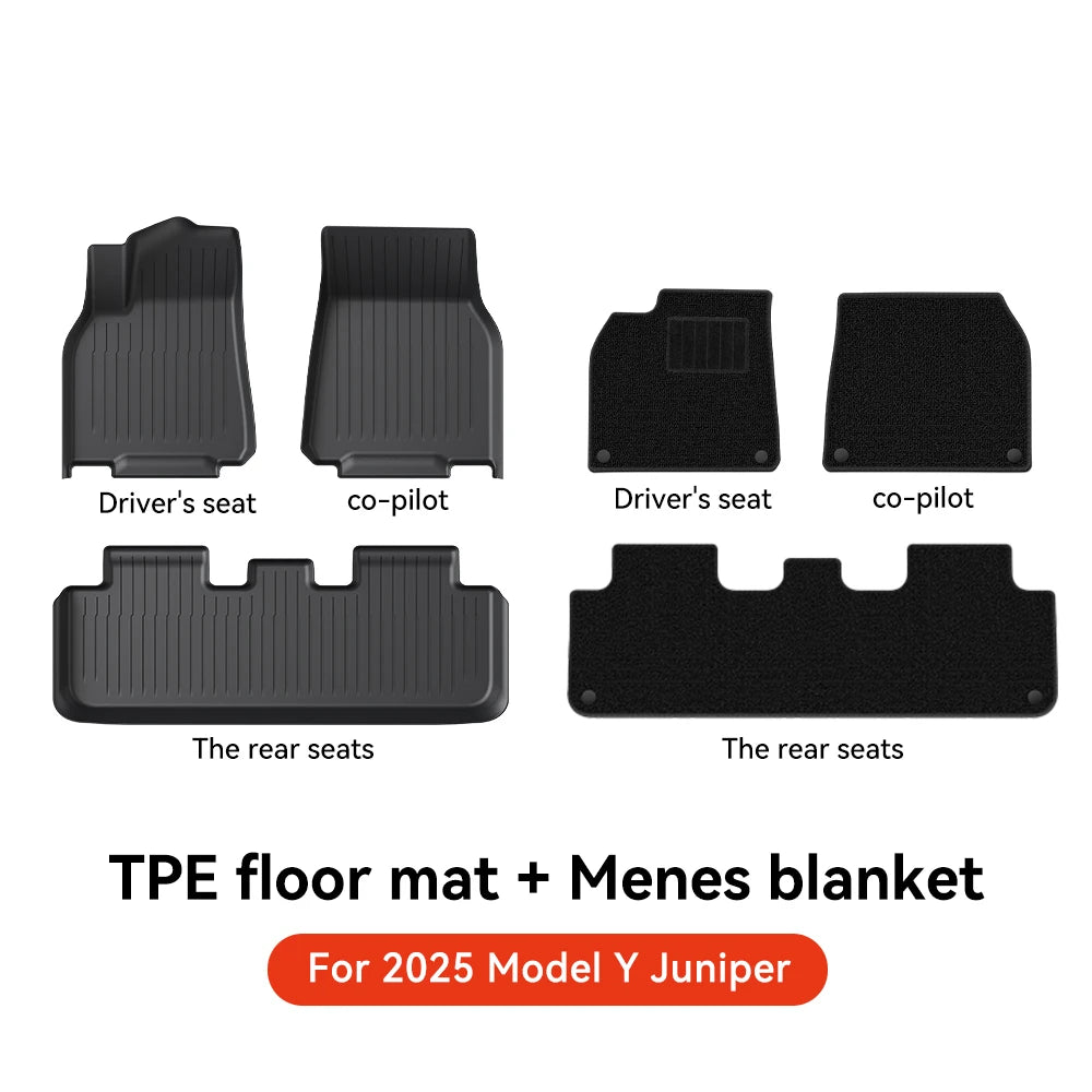 YZ TPE Car Floor Mats for Tesla Model 3 Y Highland Juniper 2019-2025 Luggage Mat Set Four Seasons Waterproof Anti-slip Trunk Mat