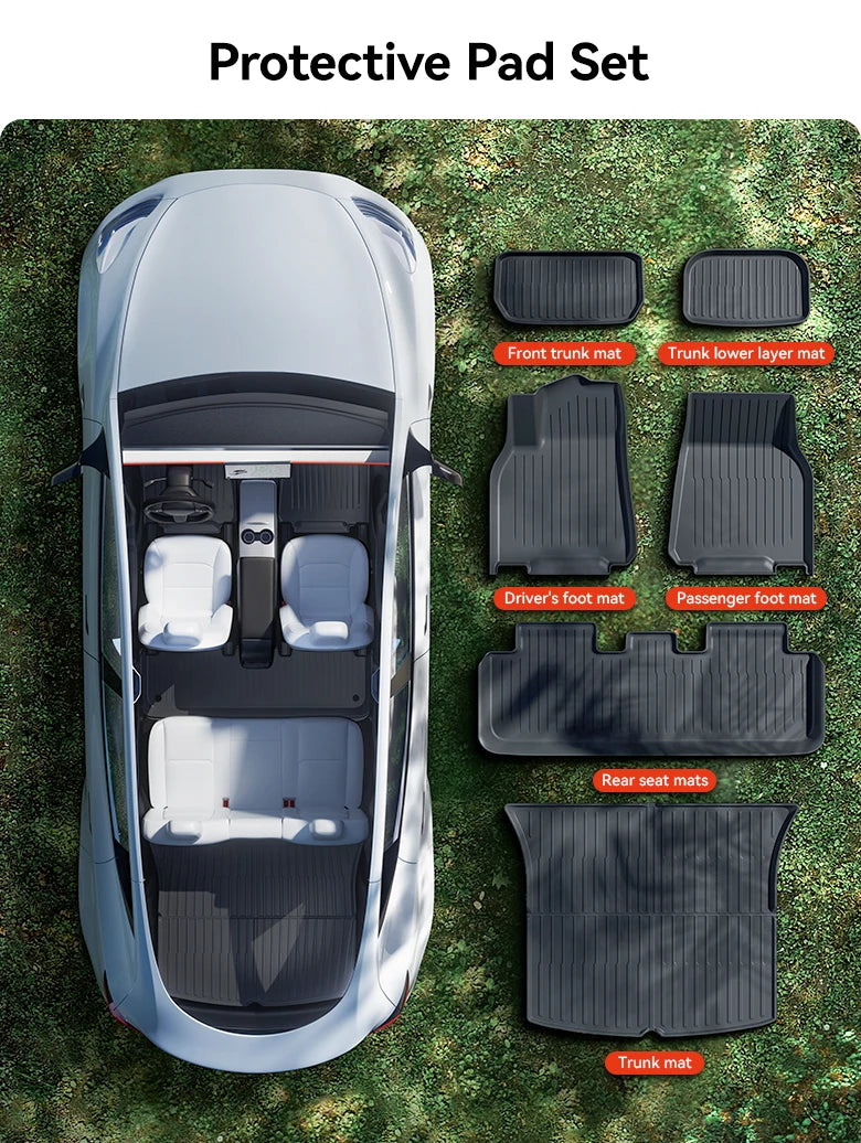 YZ TPE Car Floor Mats for Tesla Model 3 Y Highland Juniper 2019-2025 Luggage Mat Set Four Seasons Waterproof Anti-slip Trunk Mat