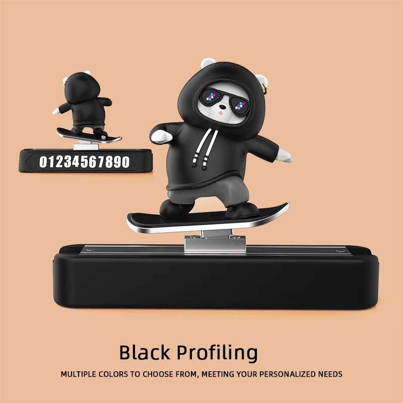 2025 New Dashboard Car Ornaments Skateboard Bear Sliding Bear Creative Car Cartoon Interior Decoration Interior Accessories