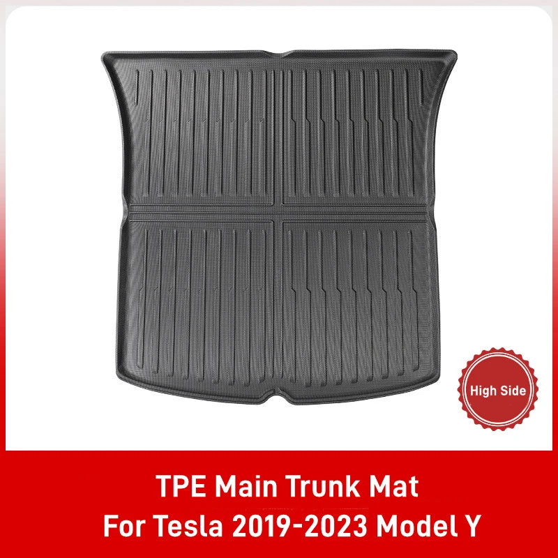For Tesla Model Y / 3 2019-2023 Full Coverage Rear Trunk Mats TPE Rear Seat Backrest Protective Pad Cargo Liner Anti-Kick Pad