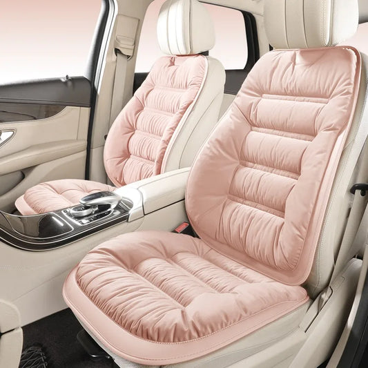 1pc Elegant Down Feather Car Seat Cushion Plush PU Leather Thick Warm Cozy Comfortable for Autumn Winter